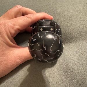 Handcarved House Hippo Soapstone Black White 3.5”x2.5”